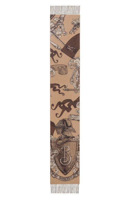 Burberry Etched Knight Cashmere Scarf In Brown