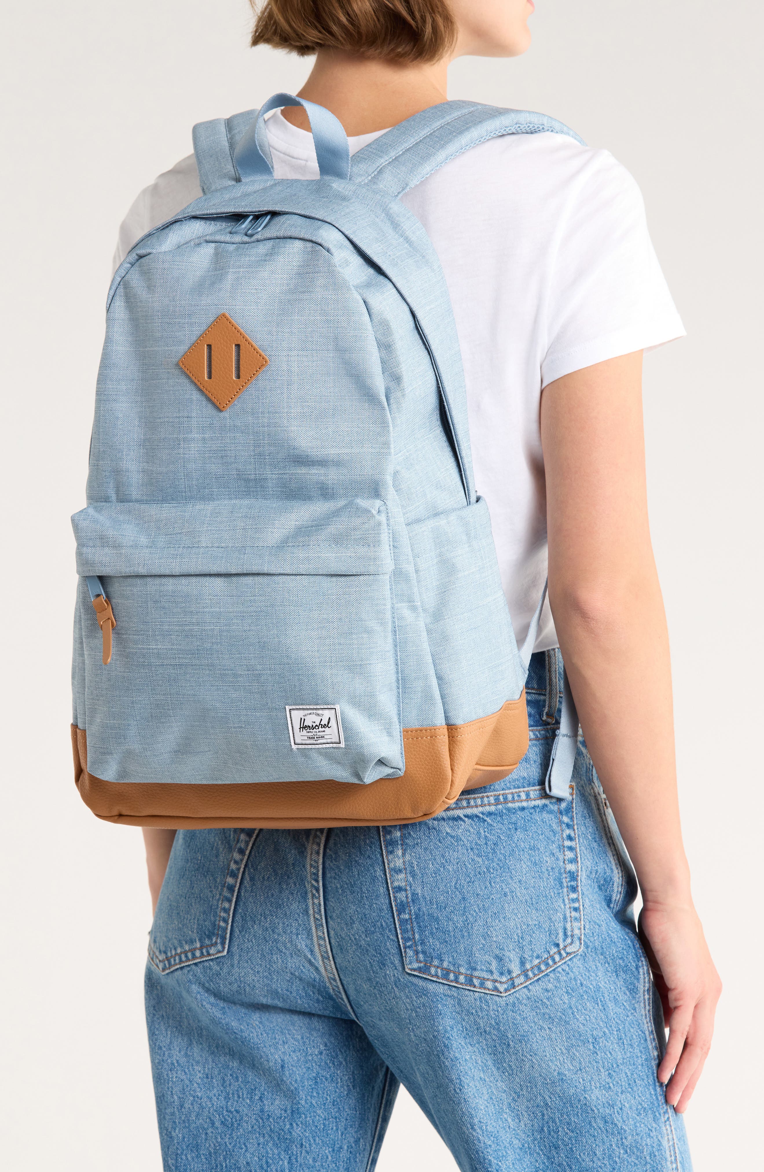 Herschel Supply Co. Heritage Backpack, Alternate, color, Ashley Blue Crosshatch/Natural