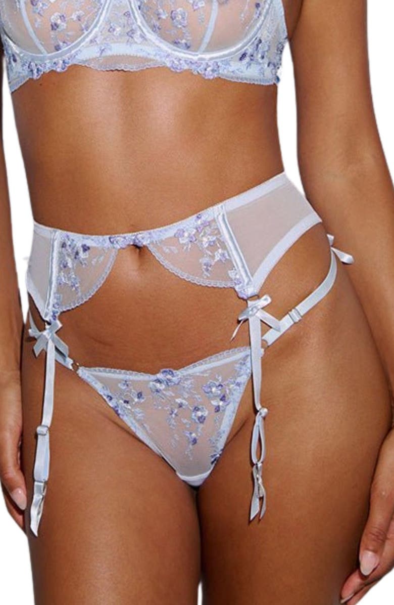 Kat The Label Sofia Lace Inset Garter Belt, Main, color, Cornflower