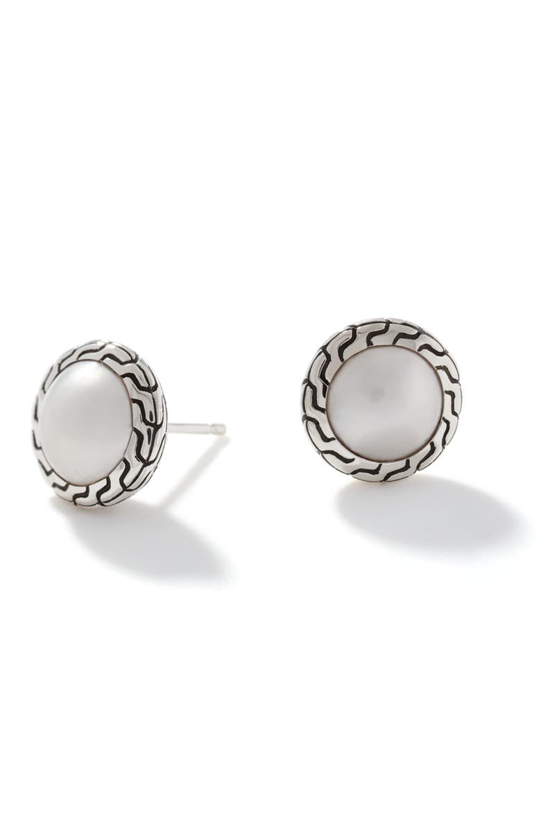 John Hardy Classic Chain Mabé Pearl Stud Earrings, Alternate, color, White