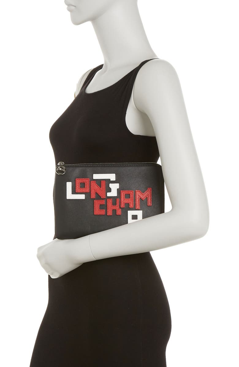 Longchamp Le Pliage Cuir LGP Pouch, Alternate, color, Black