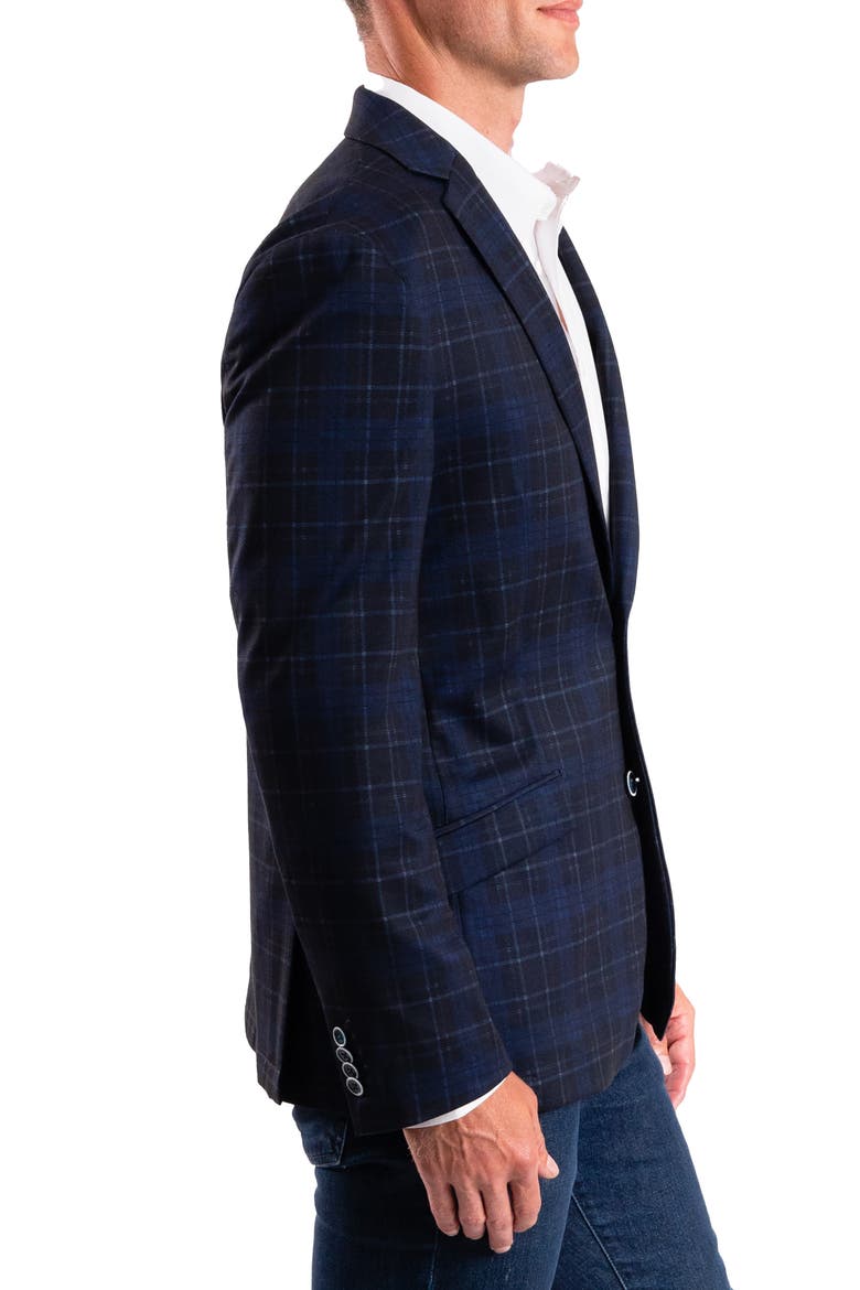 Navy Plaid Knit Sport Coat, Alternate, color, NAVY