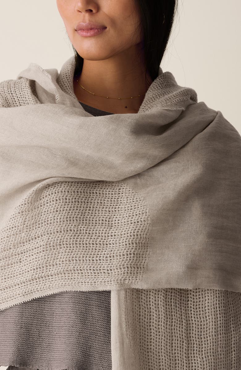 Eileen Fisher Linen Circles Scarf, Alternate, color, Wheat