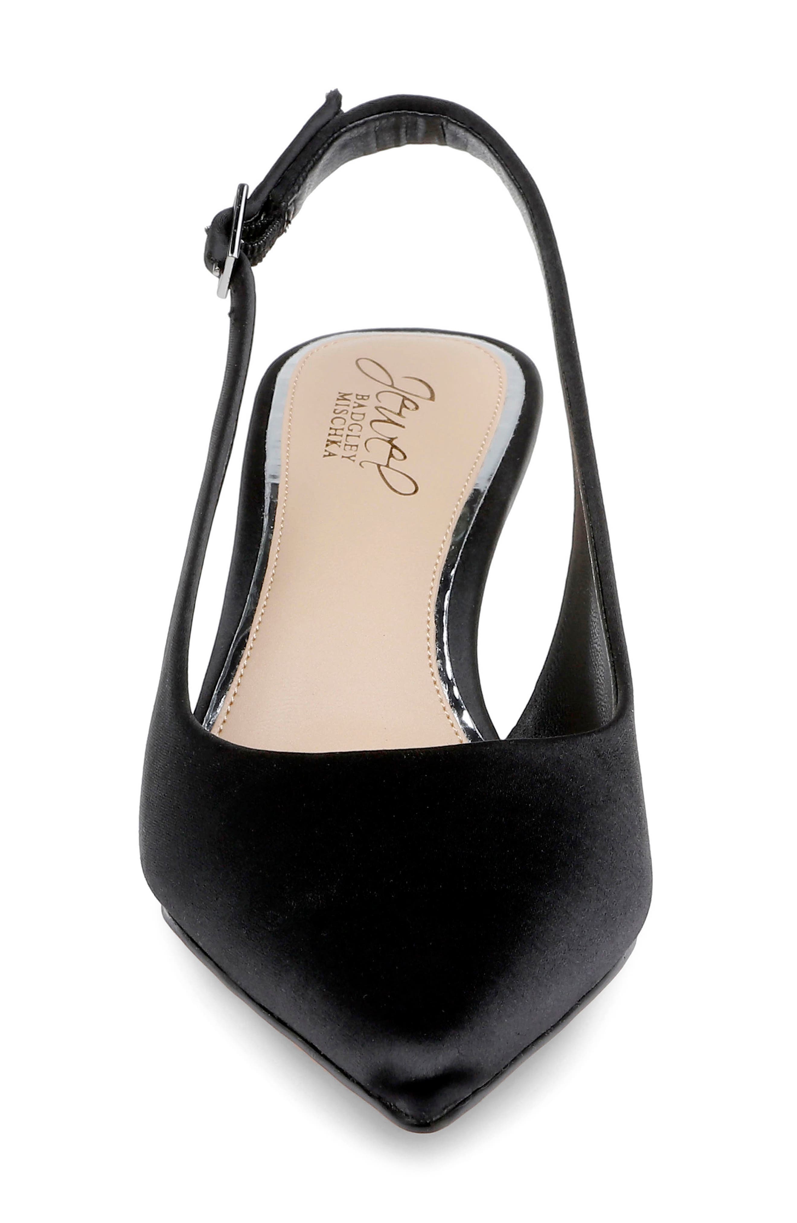 Jewel Badgley Mischka Ilana Slingback Pump, Alternate, color, Black Satin