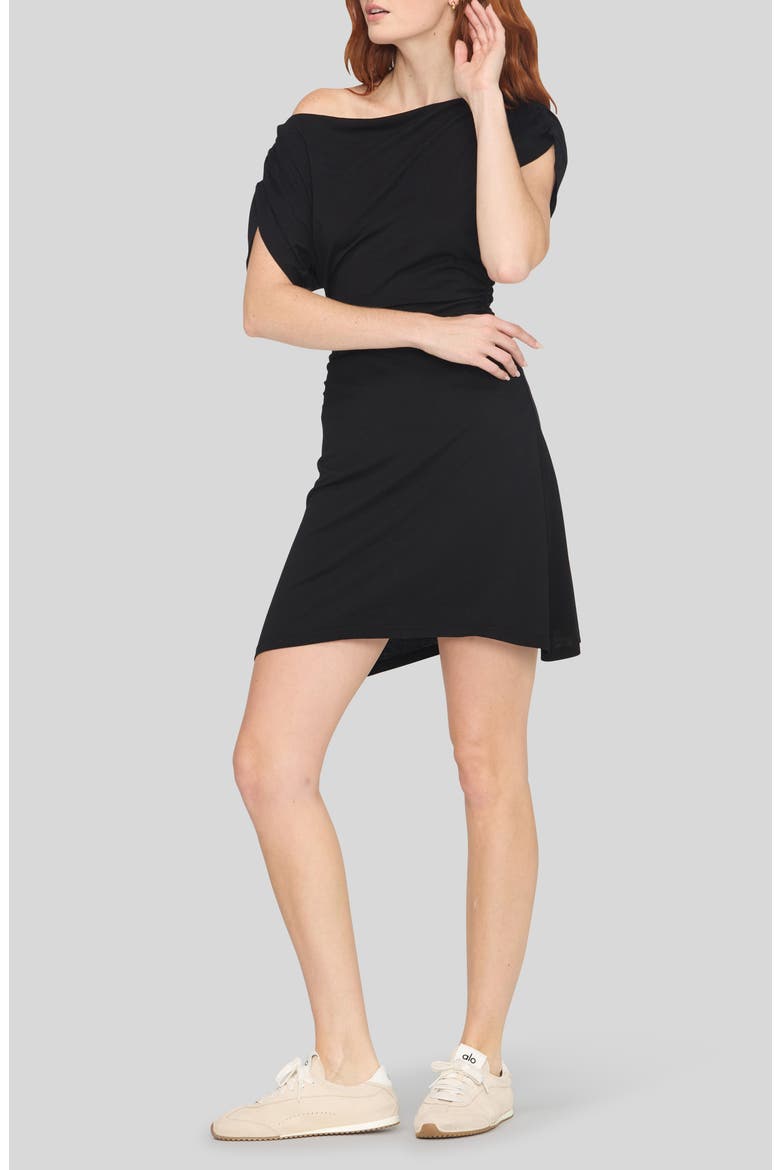 Violeta Asymmetrical Minidress, Main, color, BLACK
