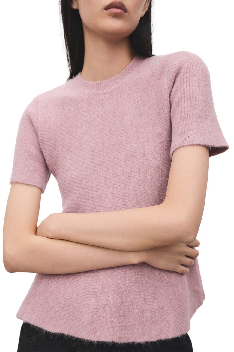 Short Sleeve Peplum Sweater, Main, color, PASTEL PINK
