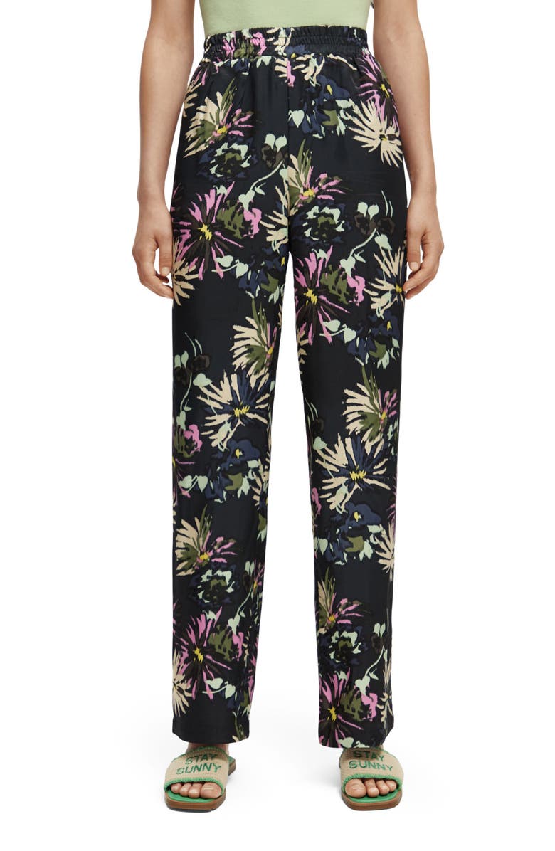 Scotch & Soda Gia Floral Print Wide Leg Pants, Main, color,