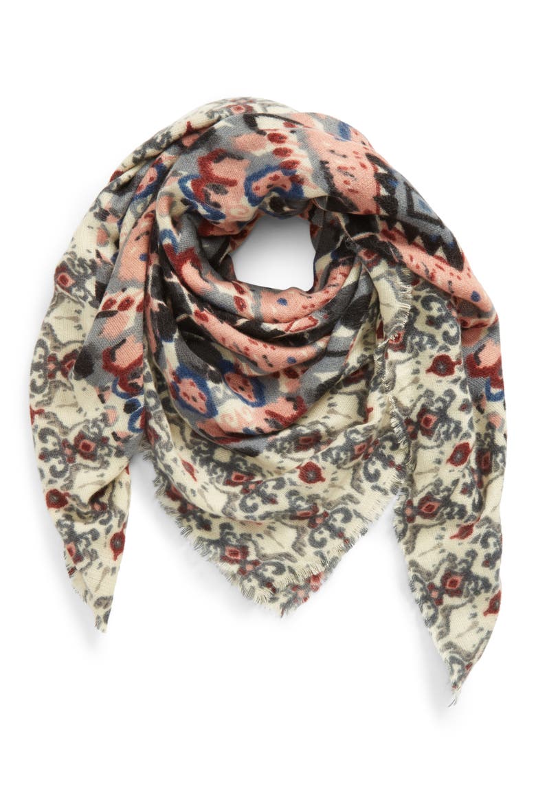 Baroque Pattern Wrap Scarf, Main, color, PINK MULTI