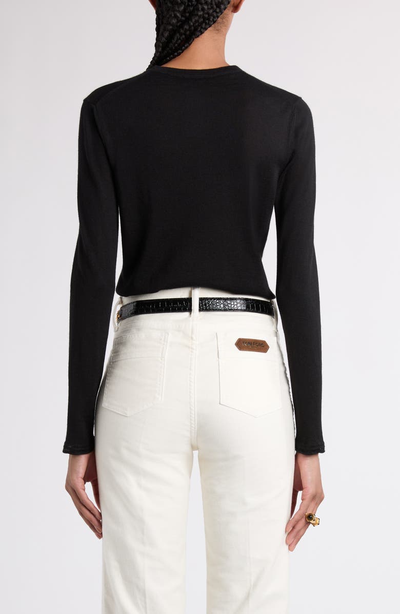TOM FORD Fine Gauge Cashmere & Silk Crewneck Sweater, Alternate, color, Lb999 Black