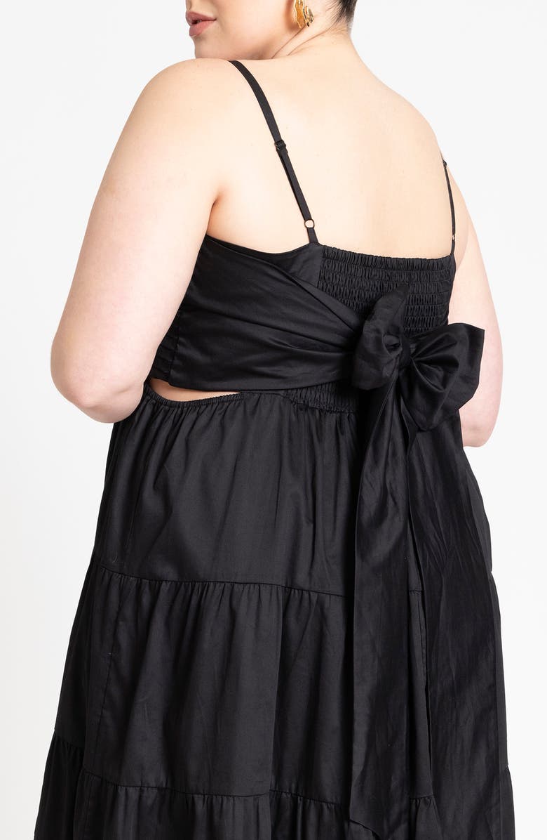 ELOQUII Pintuck Cutout Tiered Maxi Sundress, Alternate, color, 