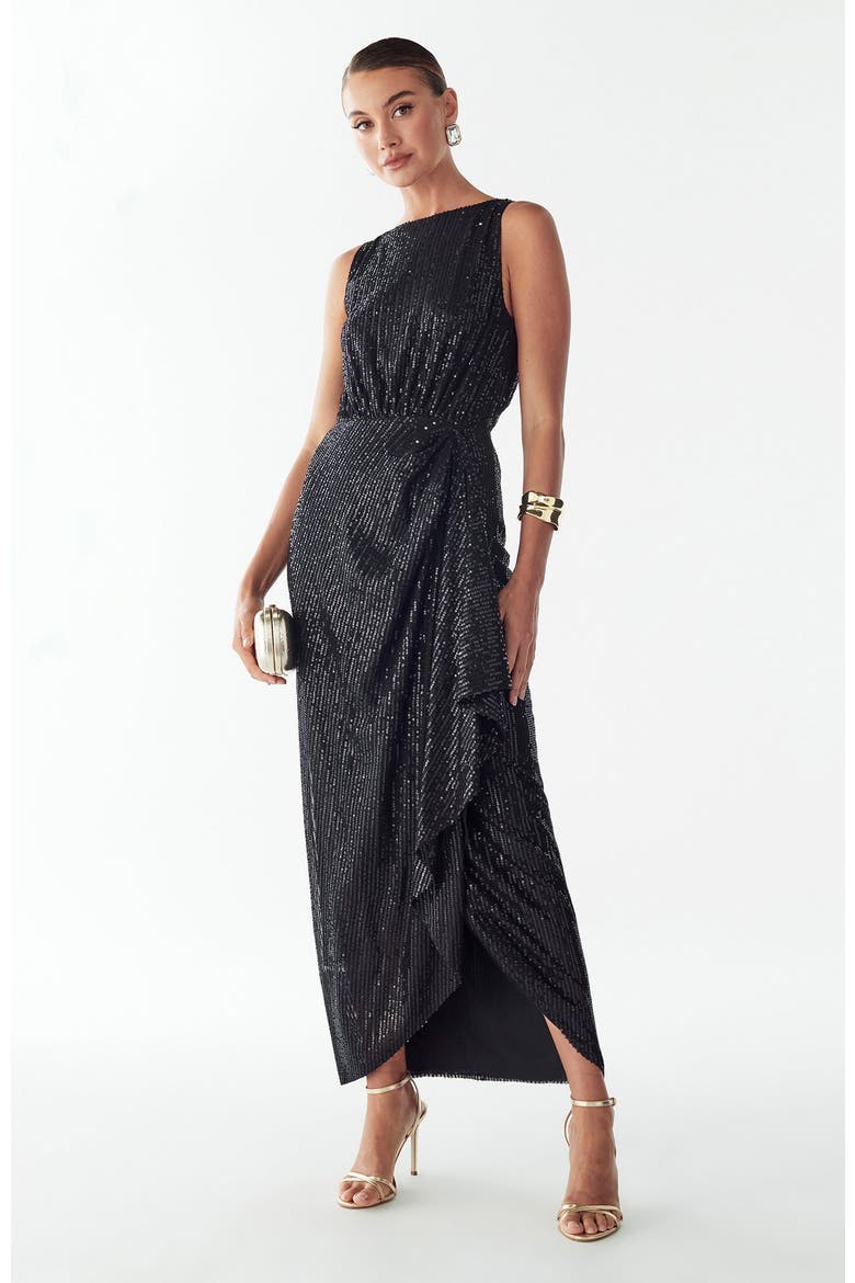 Dewan Maxi Dress, Main, color, Black Sequin