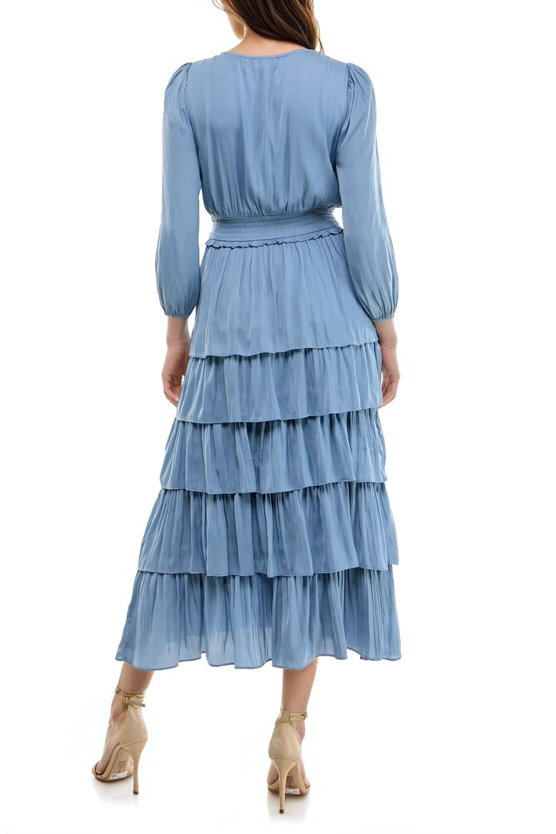 Ruffle Tiered Midi Dress, Alternate, color, BLUE STEEL