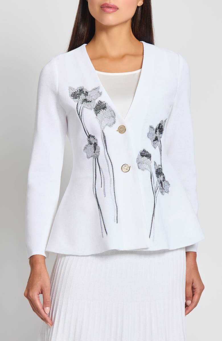 Misook Heritage Fit Embroidery Knit Jacket, Main, color,