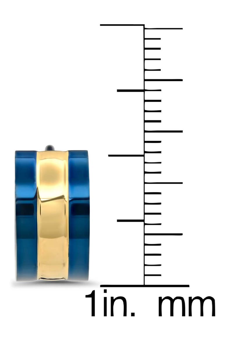 Men's Two-Tone 18K Gold Plated Stainless Steel Huggie Hoop Earrings, Alternate, color, GOLD