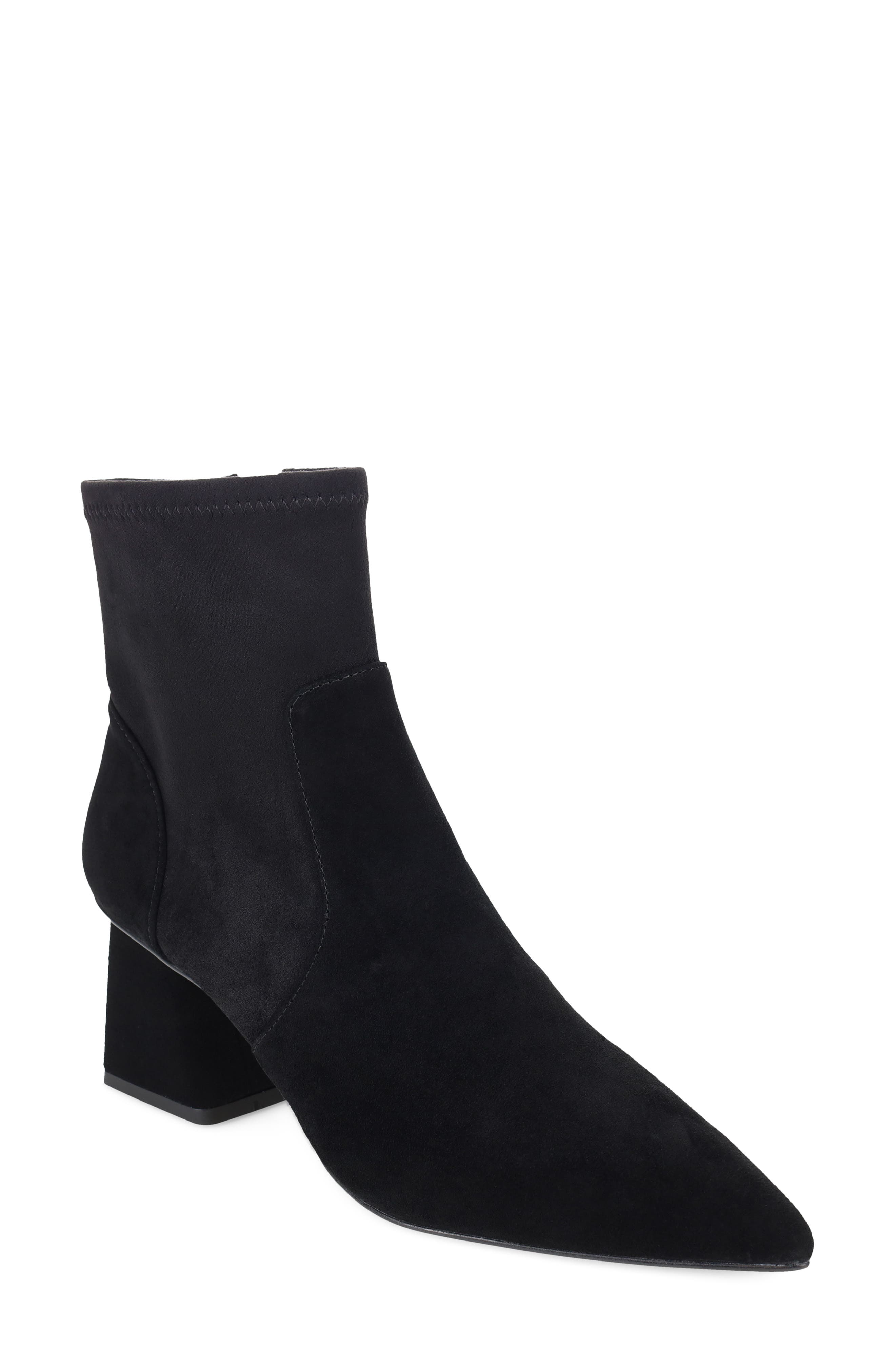 Ilima Leather Pointed Toe Bootie, Main, color, BLACK