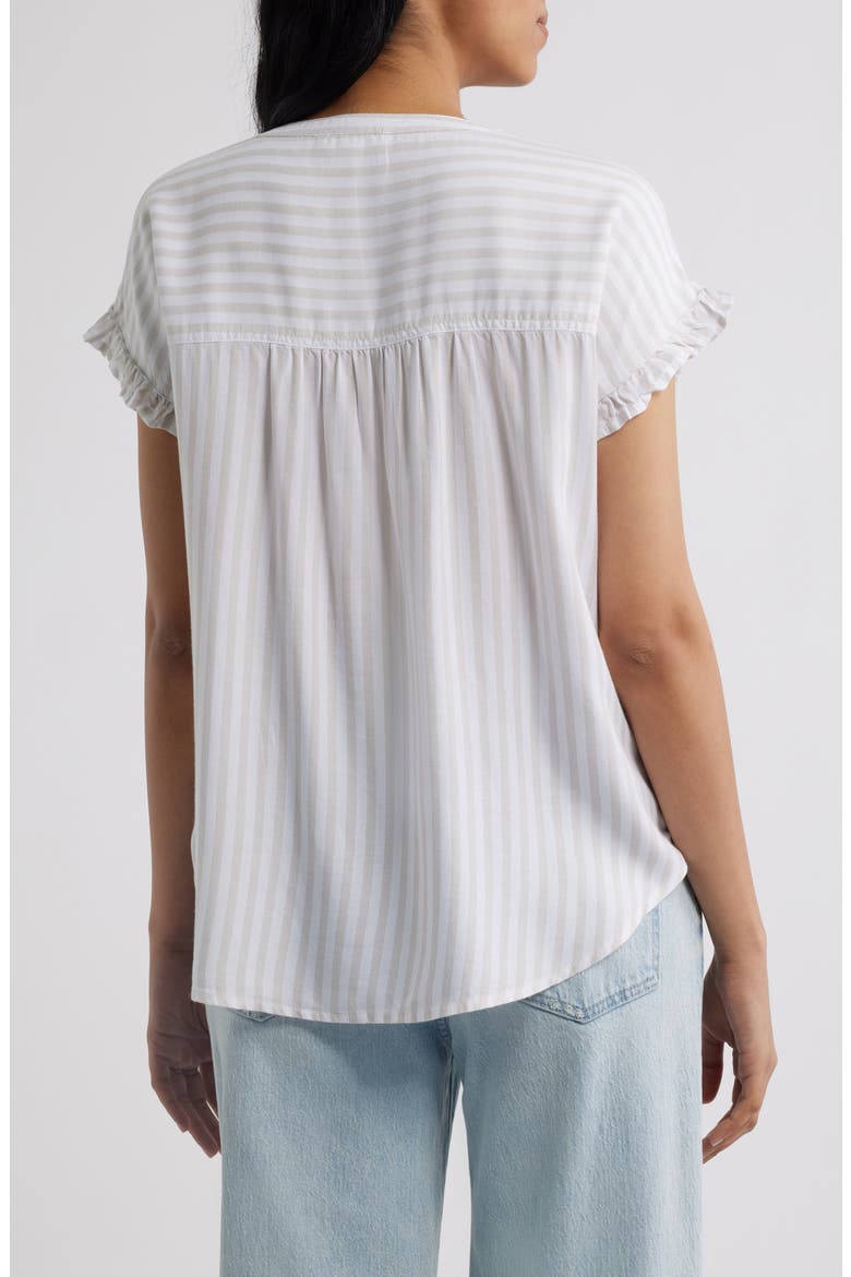 Monaka Smocked Frill Top, Alternate, color, DRY ALMOND