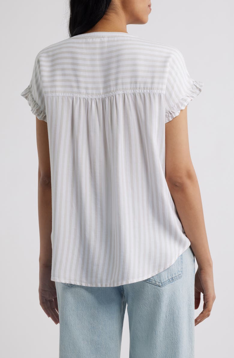 beachlunchlounge Monaka Smocked Frill Top, Alternate, color, Dry Almond