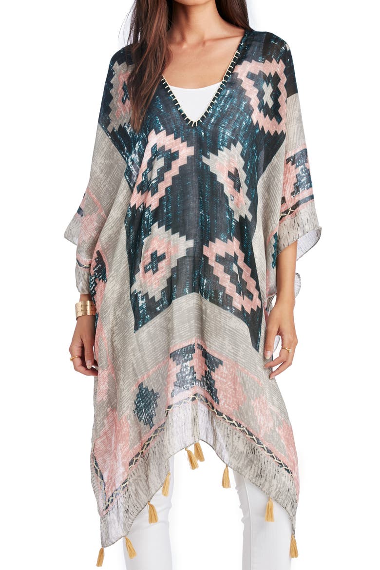 Geo Print Tassel Caftan, Main, color, MULTI