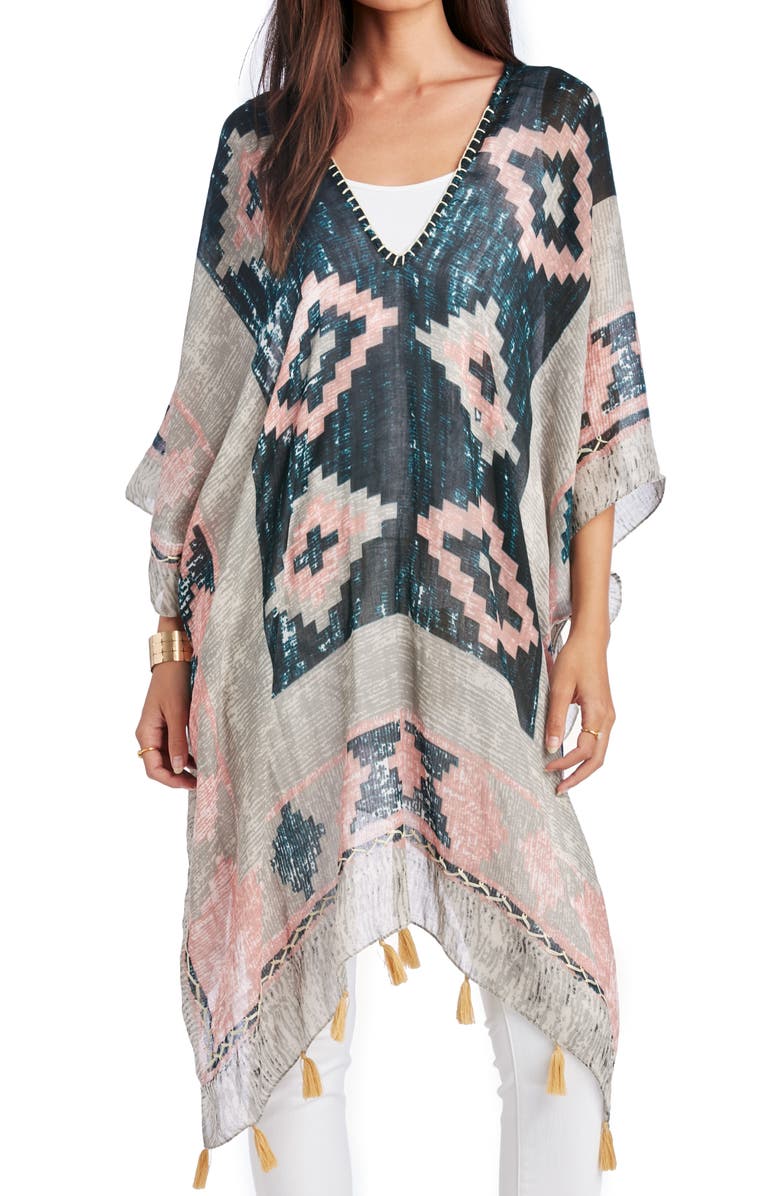 Sole Society Geo Print Tassel Caftan, Main, color, 