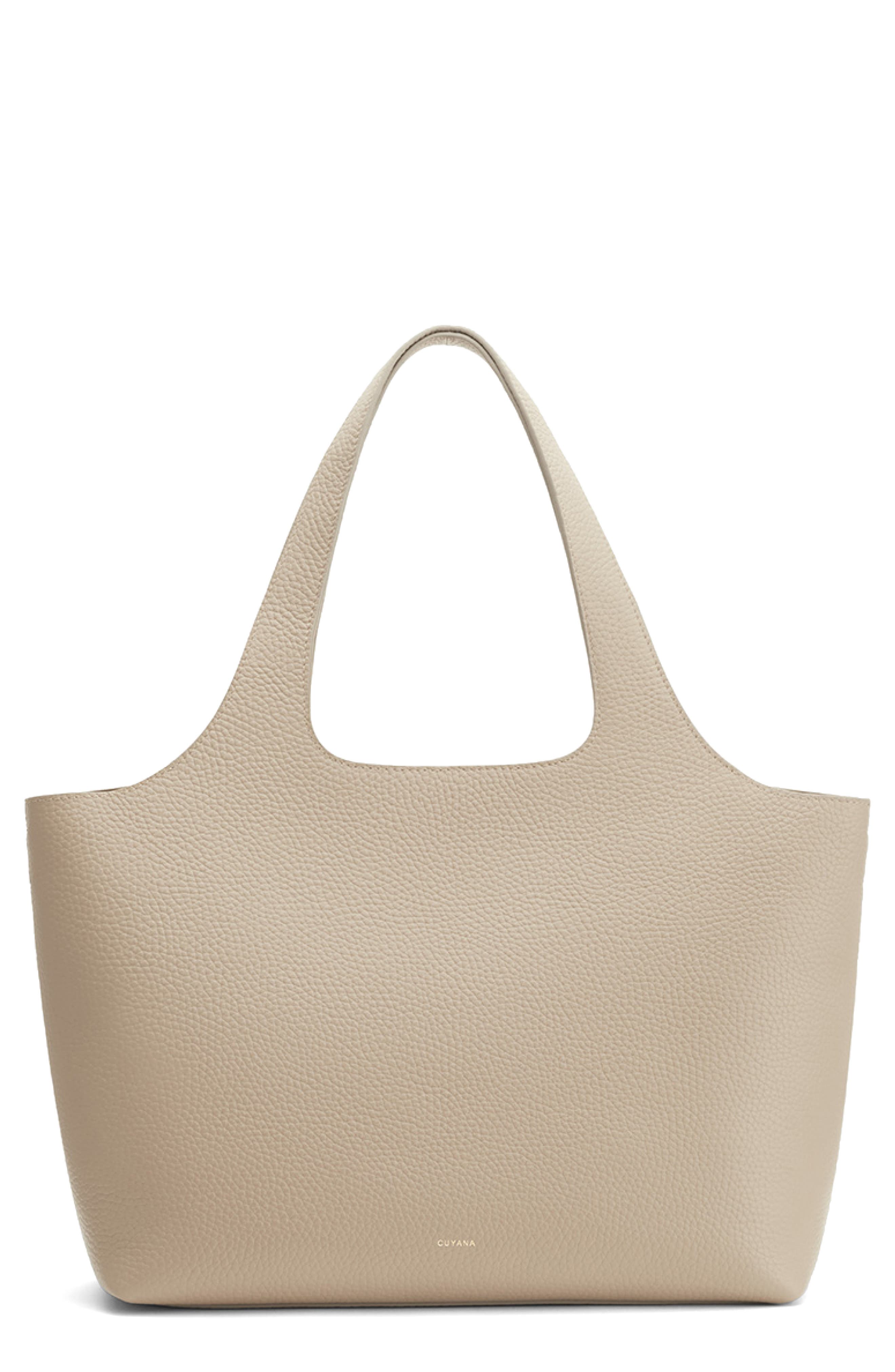 Cuyana System 13-Inch Laptop Leather Tote, Main, color, Stone