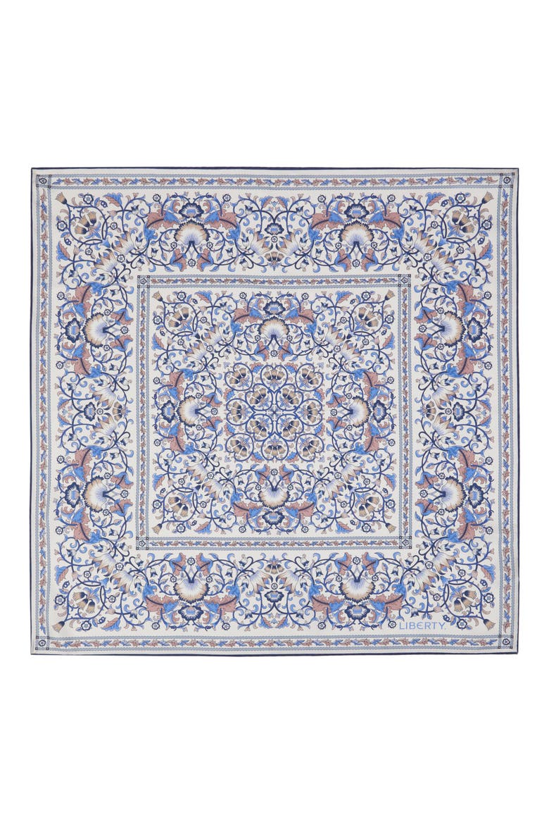 Lodden Silk Square Scarf, Alternate, color, CREAM/BLUE