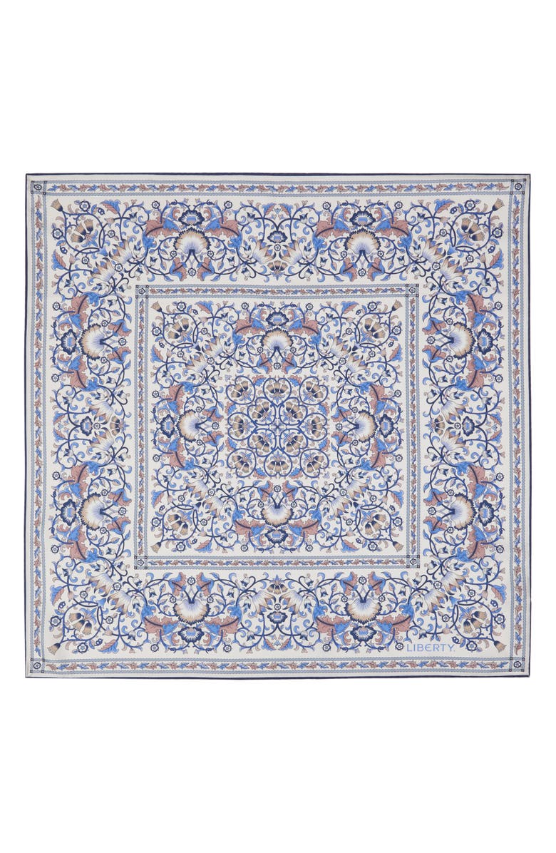 Liberty London Lodden Silk Square Scarf, Alternate, color, Cream/Blue