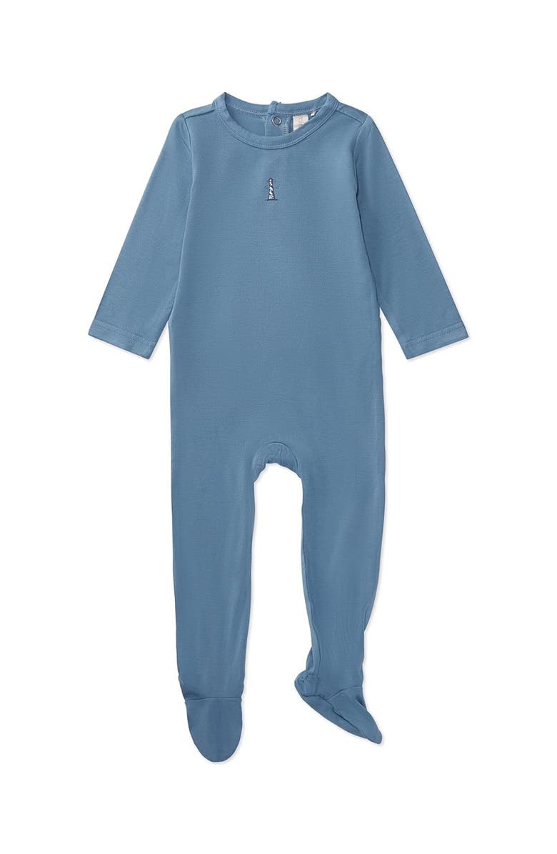 MiniMoi Solid Footie with Printed Lighthouse, Main, color, Blue Bell