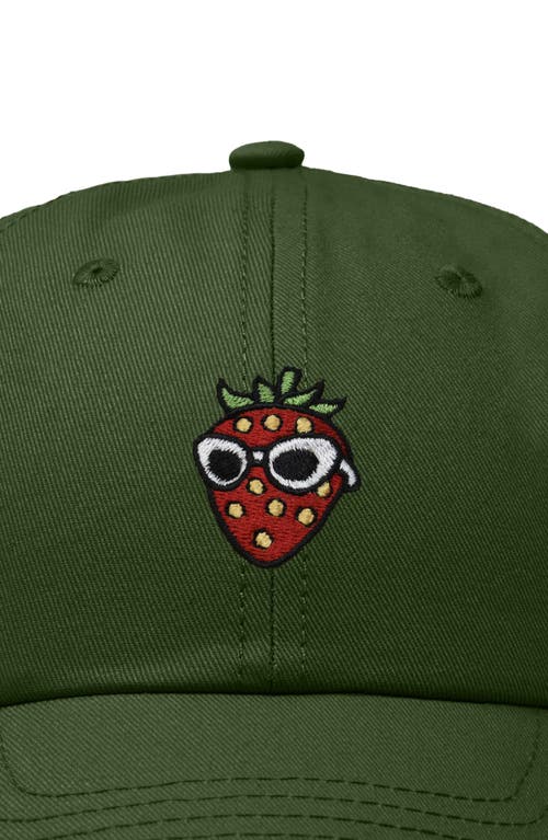 Dalix Strawberry Embroidered Casual Cap In Olive