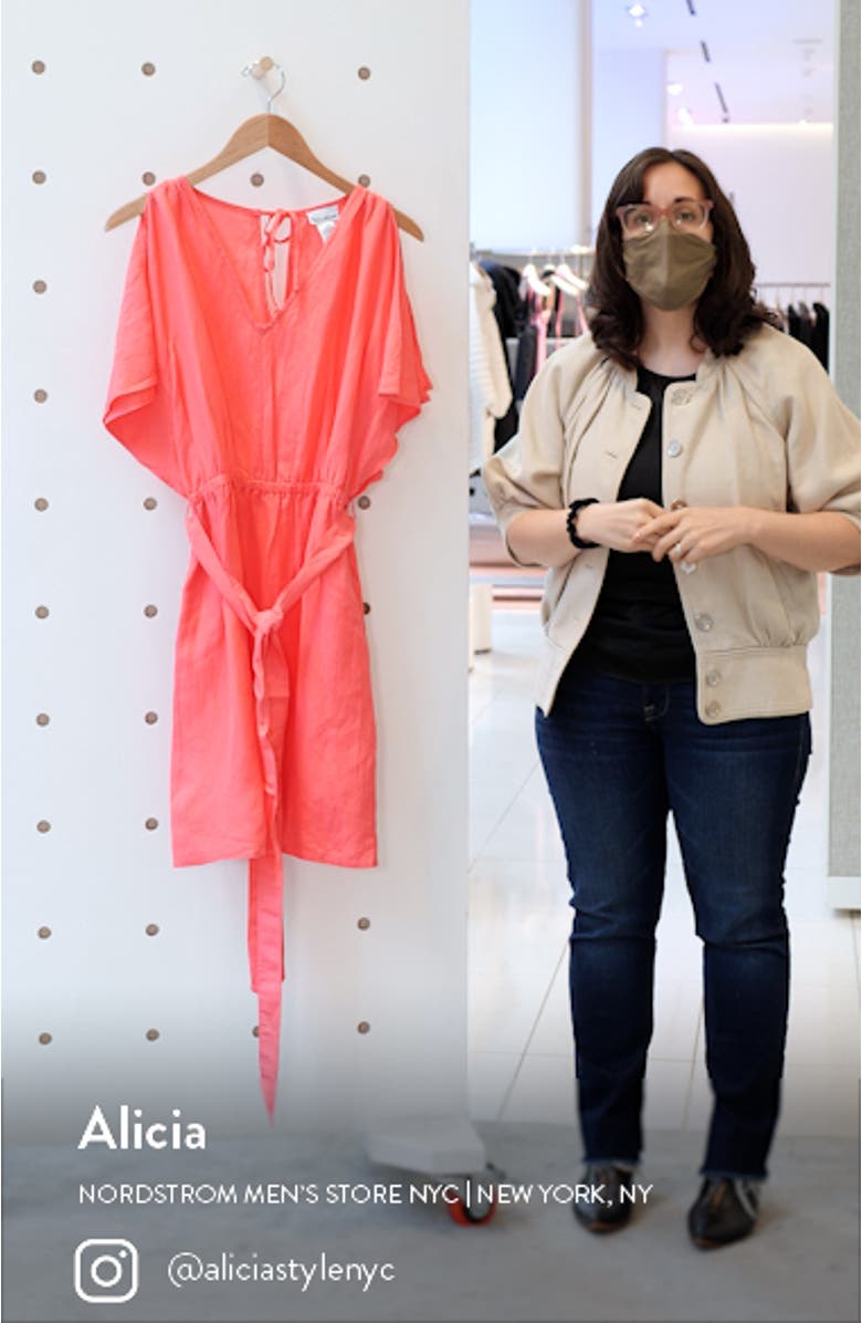 St. Lucia Split Sleeve Linen Blend Cover-Up Dress, sales video thumbnail