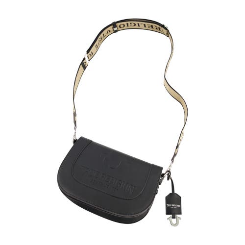 True Religion Debossed Logo Flap Shoulder Bag In Black