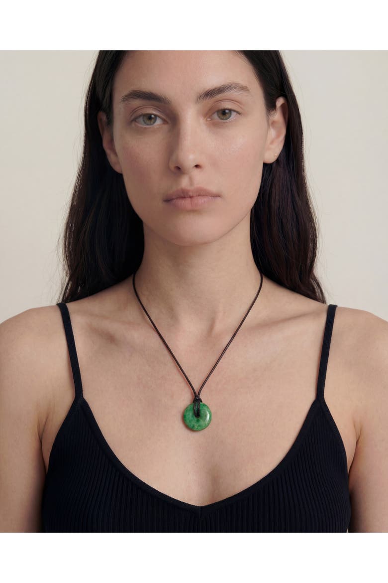 Medallion Green jade cord necklace, Alternate, color, Bright green