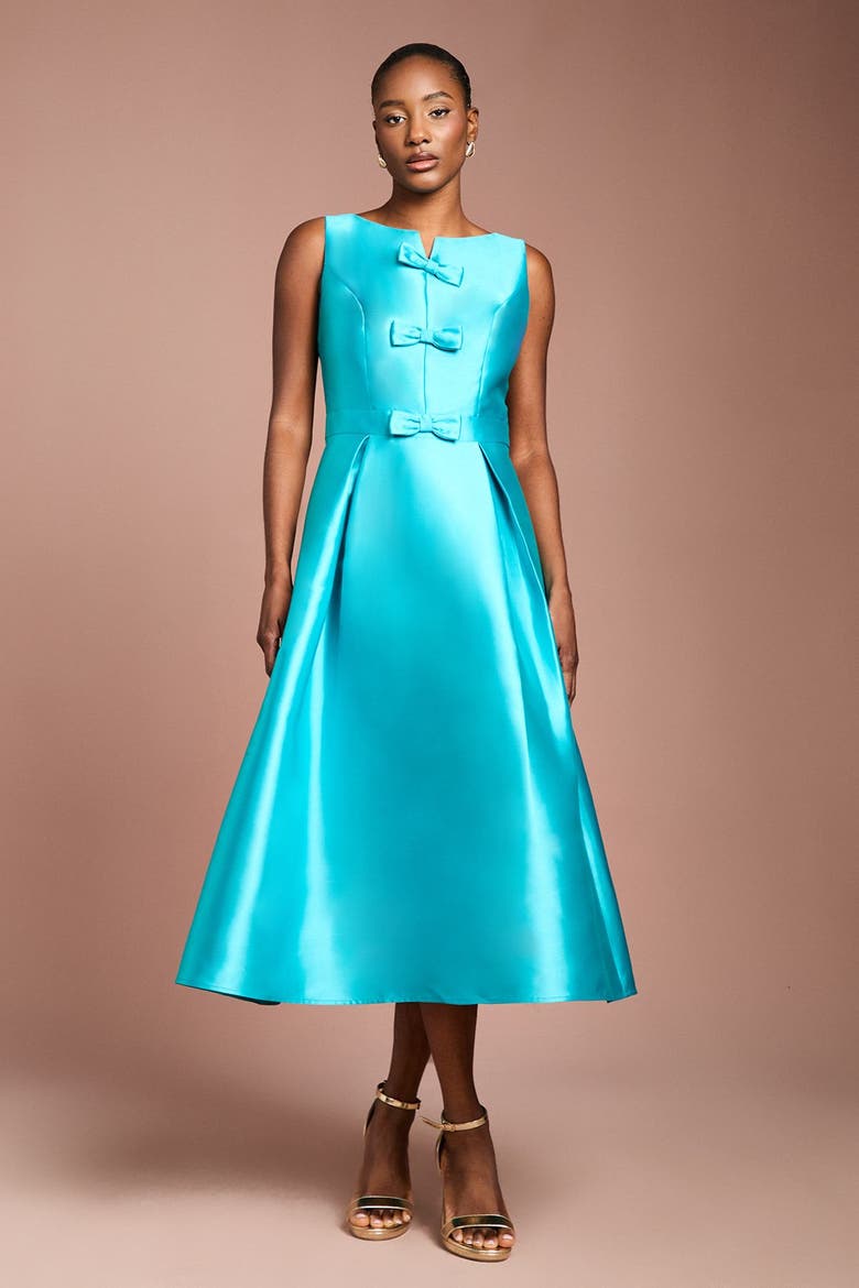 Bow Skirt Midi Dress, Alternate, color, Teal