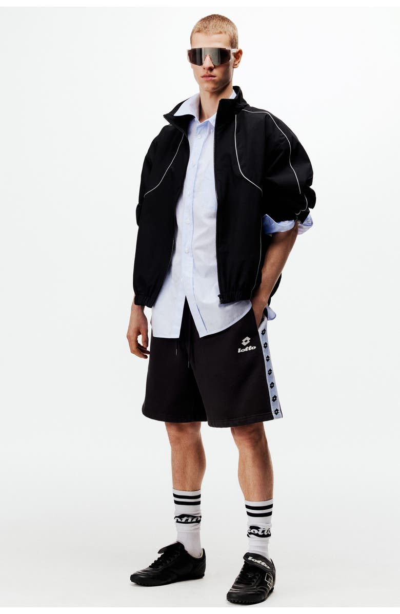H&M Regular Fit Sweatshorts, Main, color, Black/Lotto