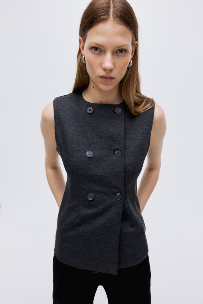 Double-breasted Waistcoat, Alternate, color, Dark gray melange