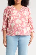 Renee C Floral Balloon Sleeve Top