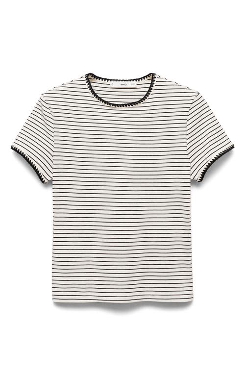 Mango Contrast Stitch Trim T-shirt In White