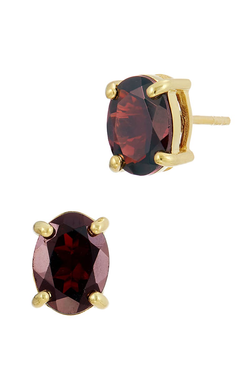 SAVVY CIE JEWELS Garnet Stud Earrings, Main, color, Garnet/ Gold