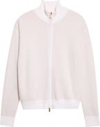 Eleventy Herringbone Cashmere Jacquard Zip Cardigan