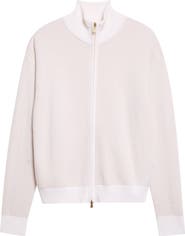 Eleventy Herringbone Cashmere Jacquard Zip Cardigan