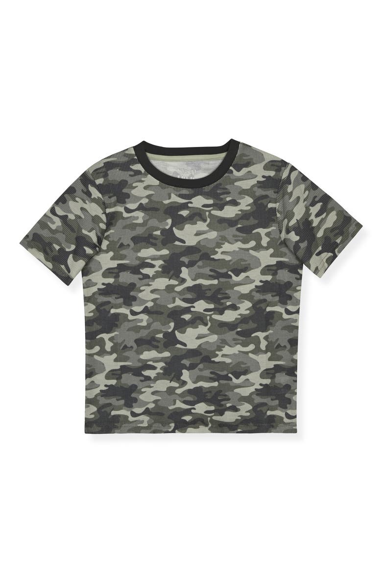 Kids' Waffle Knit Two-Piece Pajamas, Alternate, color, CAMO