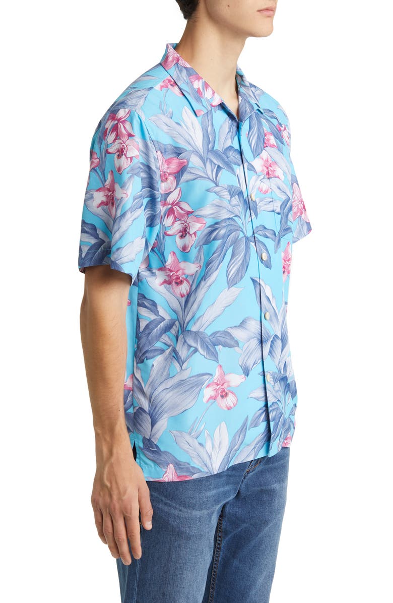 Tommy Bahama Coconut Point Floral Breeze Short Sleeve Button-Up Camp Shirt, Alternate, color, River Blue