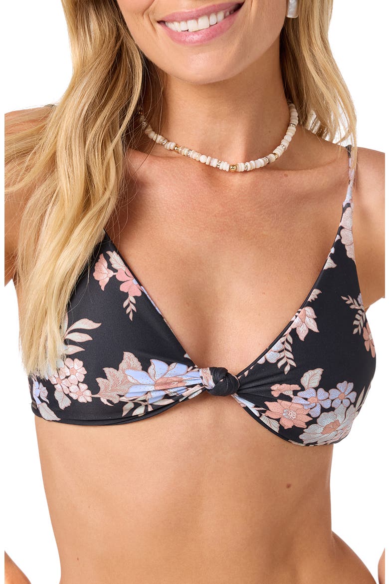 Bali Floral Pismo Bikini Top, Alternate, color, BLACK