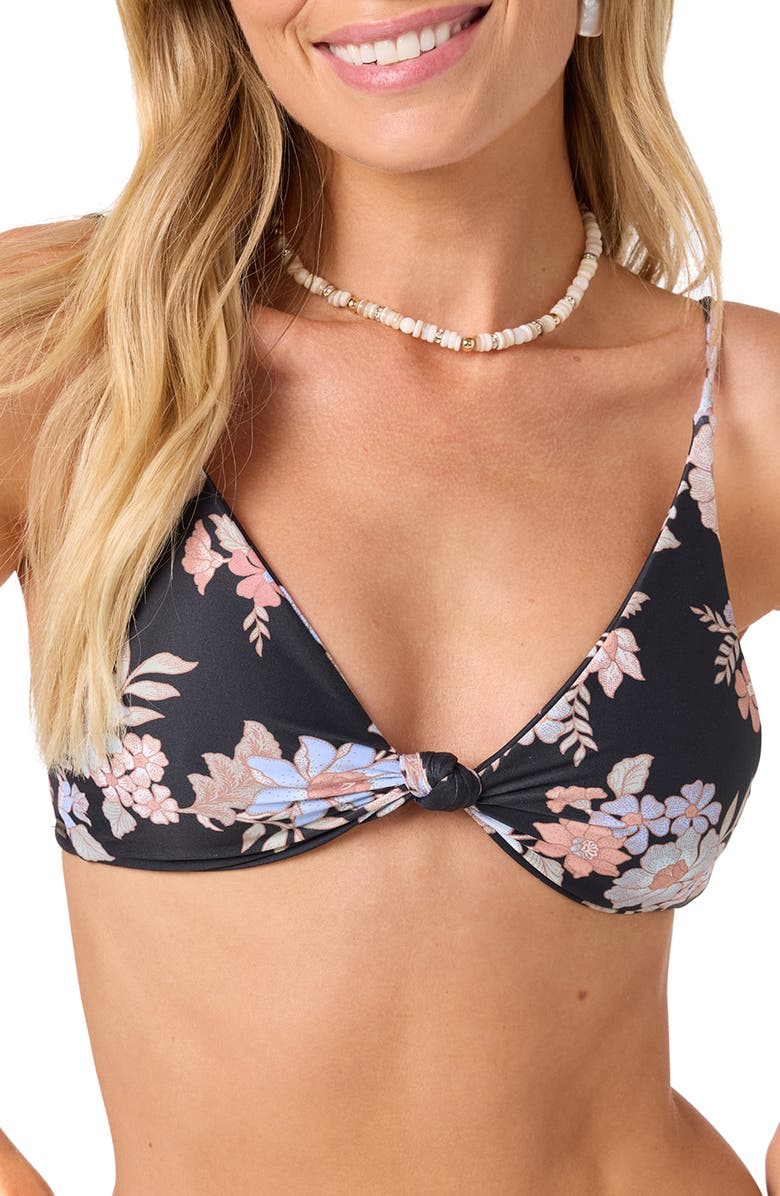O'Neill Bali Floral Pismo Bikini Top, Alternate, color, Black
