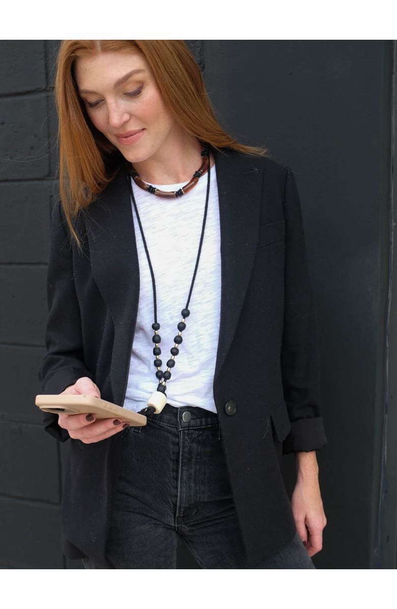 By Lilla Jazz Crossbody Phonestrap, Alternate, color, Black And Pearl