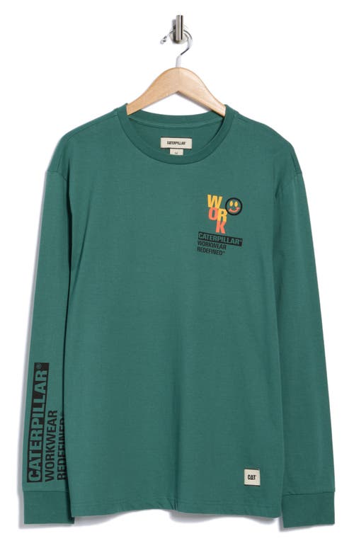 Cat Wwr Destructed Logo Long Sleeve T-shirt In Green