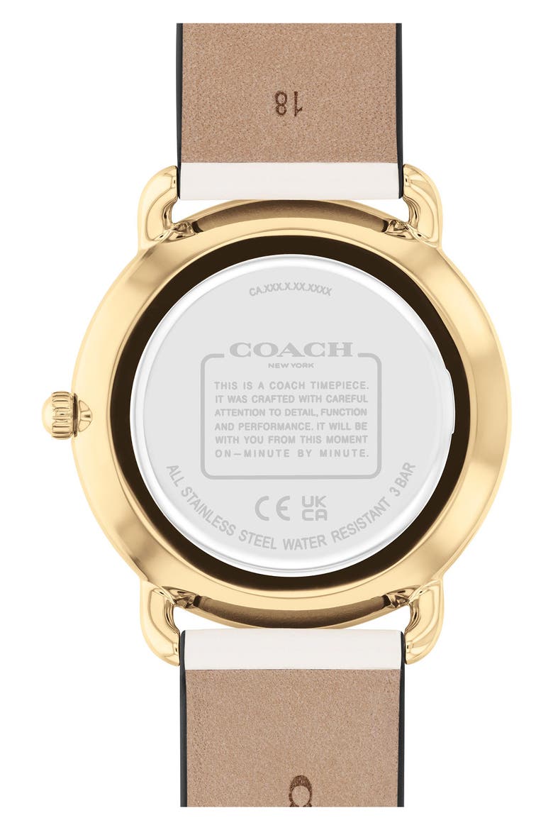 Elliot Leather Strap Watch, 36mm, Alternate, color, WHITE SUNRAY