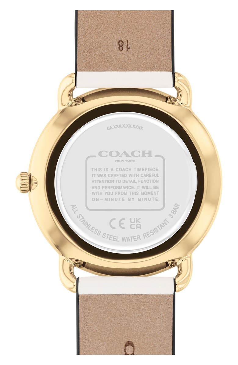 COACH Elliot Leather Strap Watch, 36mm, Alternate, color, White Sunray
