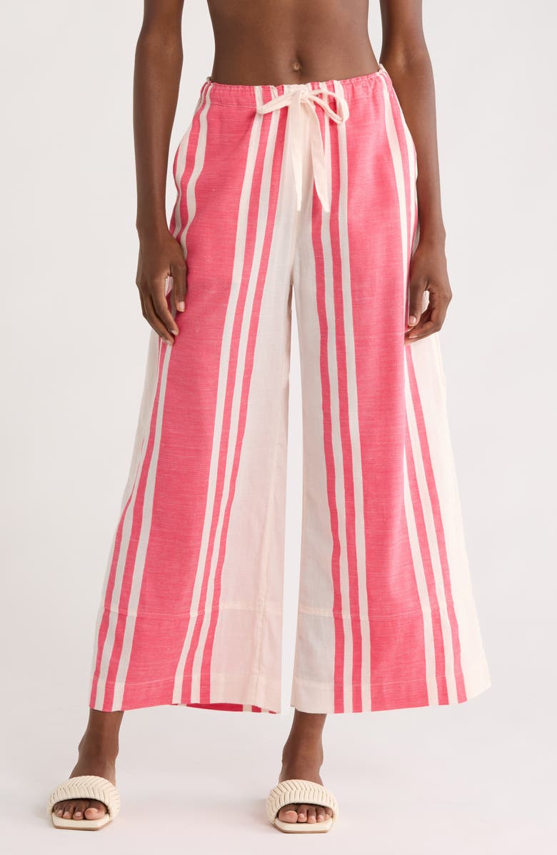 lemlem Desta Cotton Wide-Leg Cover-Up Pants, Main, color, Ayelu Fragaria