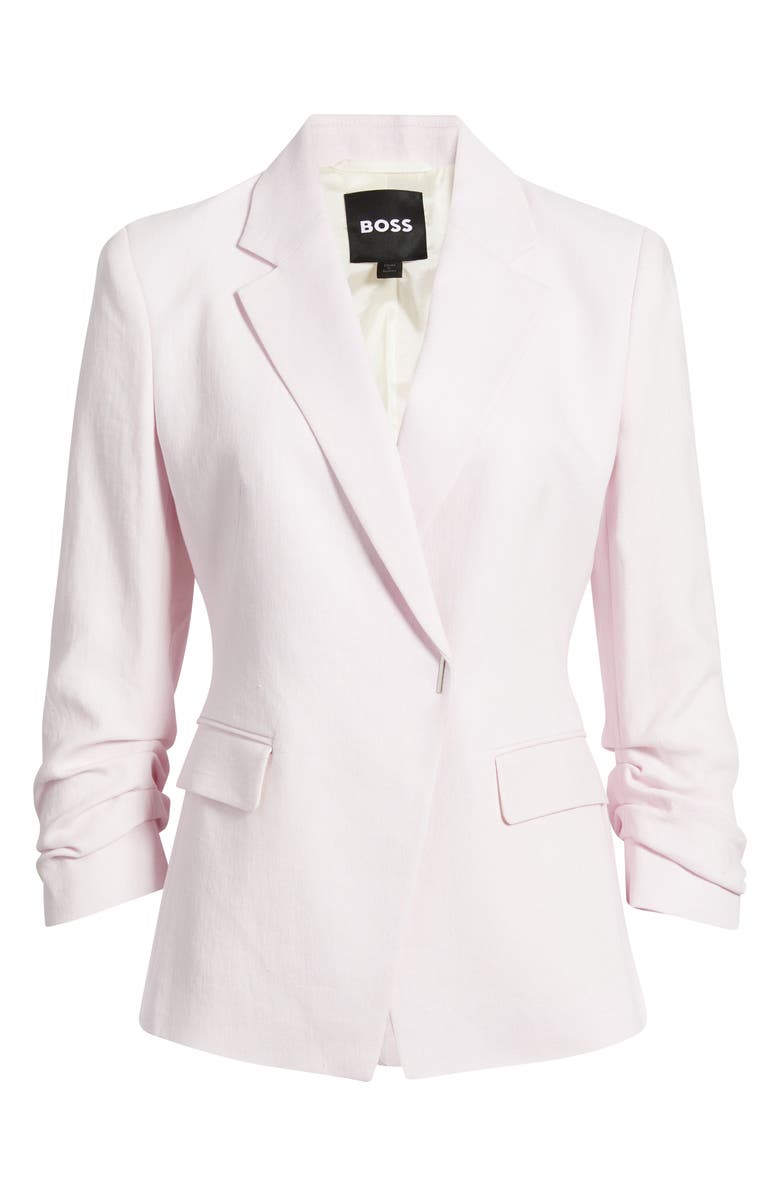 BOSS Jia Slim Fit Linen Blend Double Breasted Blazer, Main, color, Ocean Rose