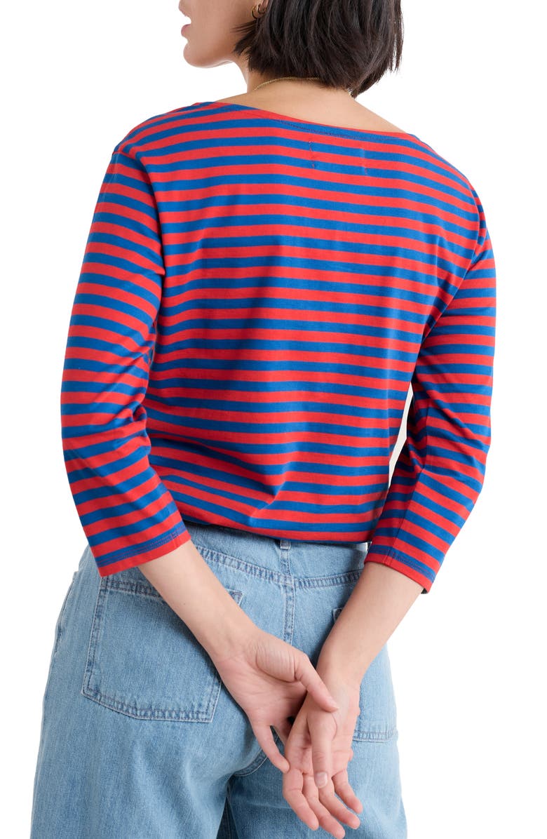 Seasalt Cornwall Sailor Stripe Three-Quarter Sleeve Organic Cotton Top, Alternate, color, 
